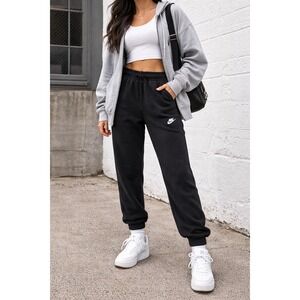 Nike Women's Joggers Small Black Sweatpants Fleece Swoosh Logo Athletic Comfy